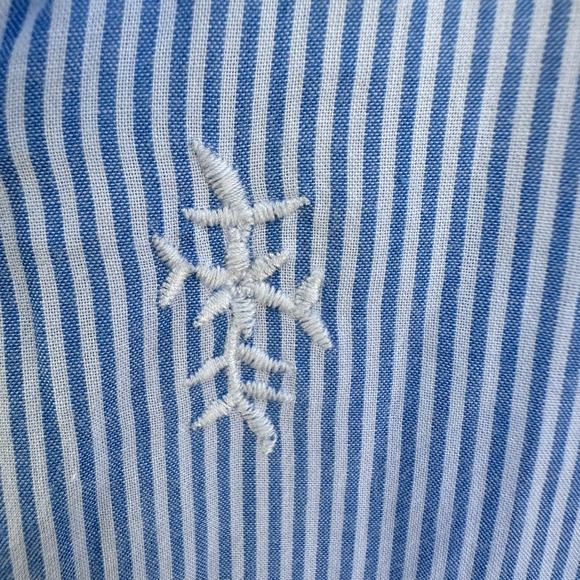 St John's Bay Top Embroidered Ruffle Neck Cotton Stripe Top Small Summer - Picture 4 of 10